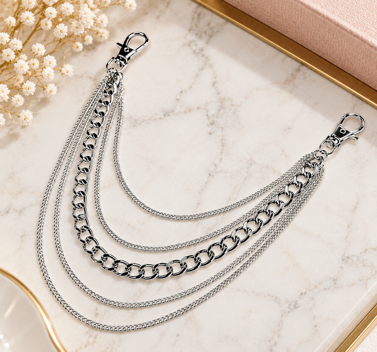 5 Layer Silver Purse Chain Bag Charm