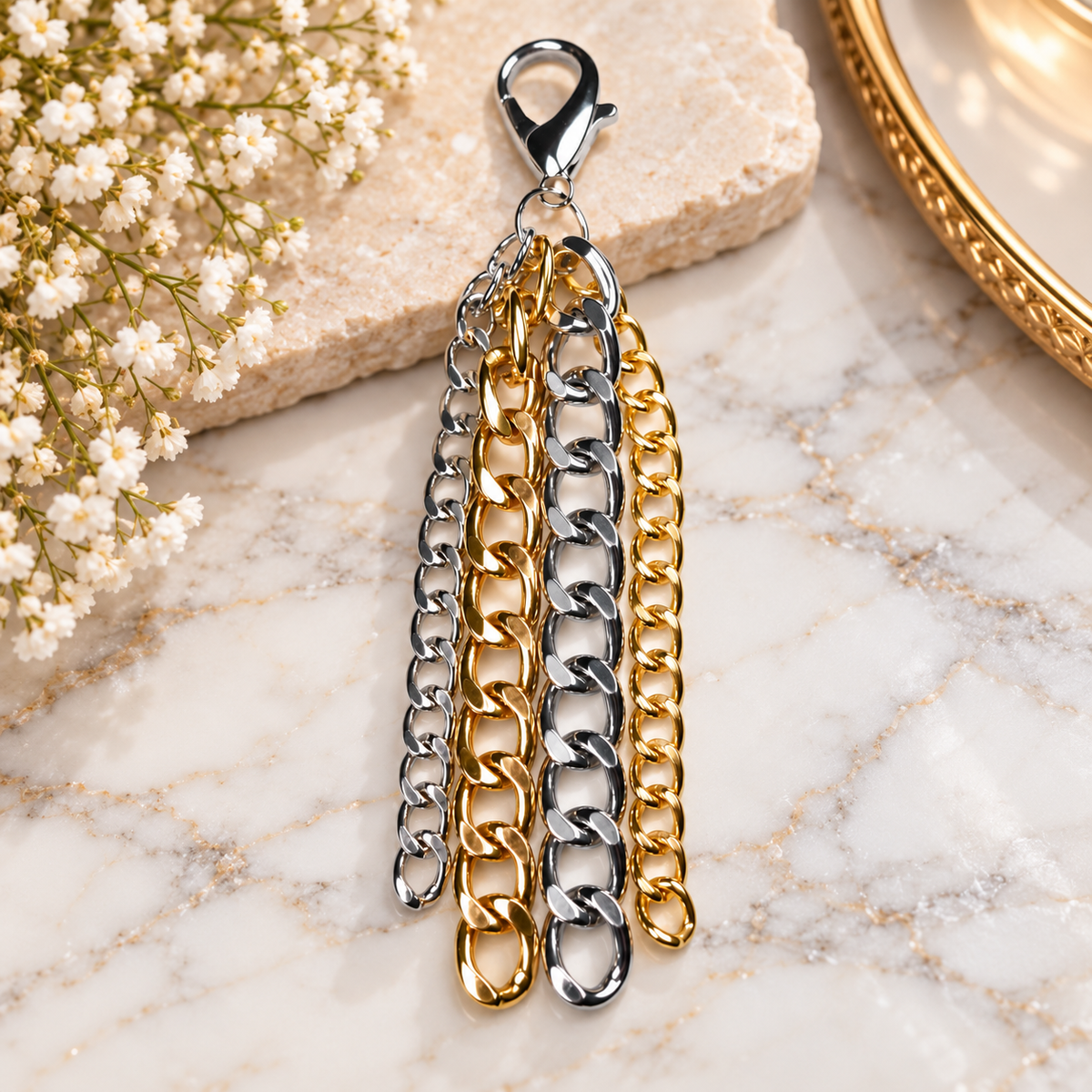 Gold Silver Multi Chain Bag Charm