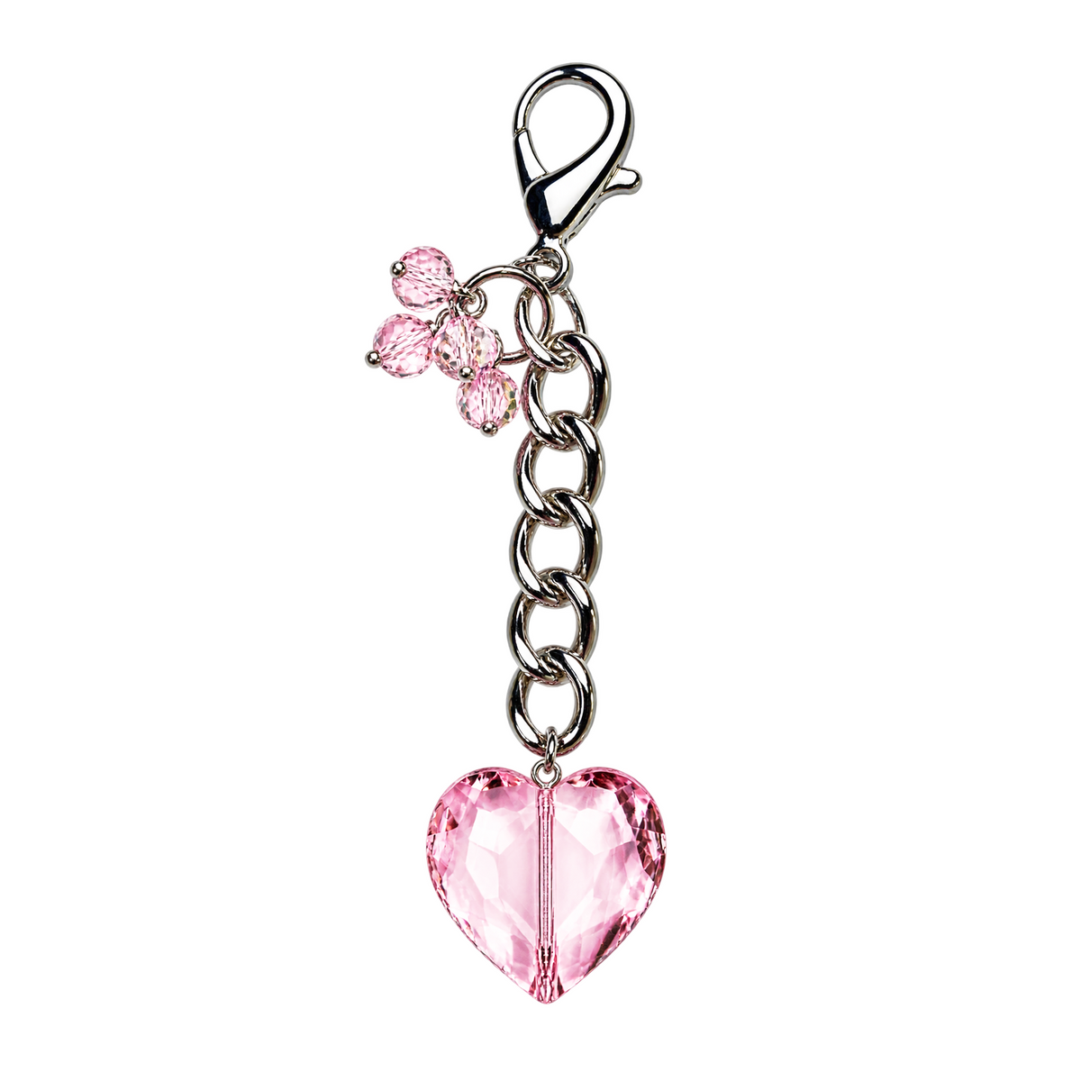 Pink Heart Silver Bag Charm