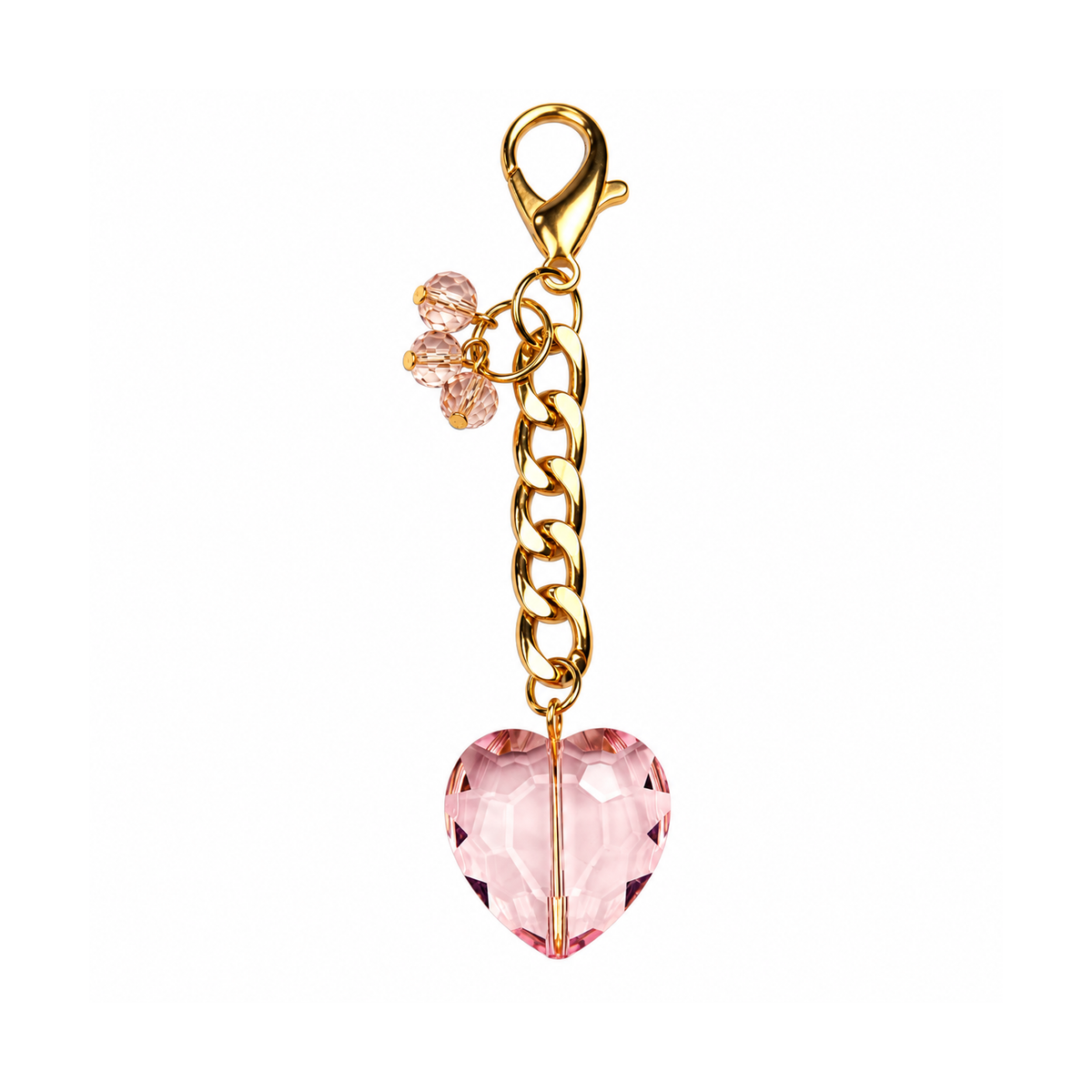 Pink Heart Gold Bag Charm