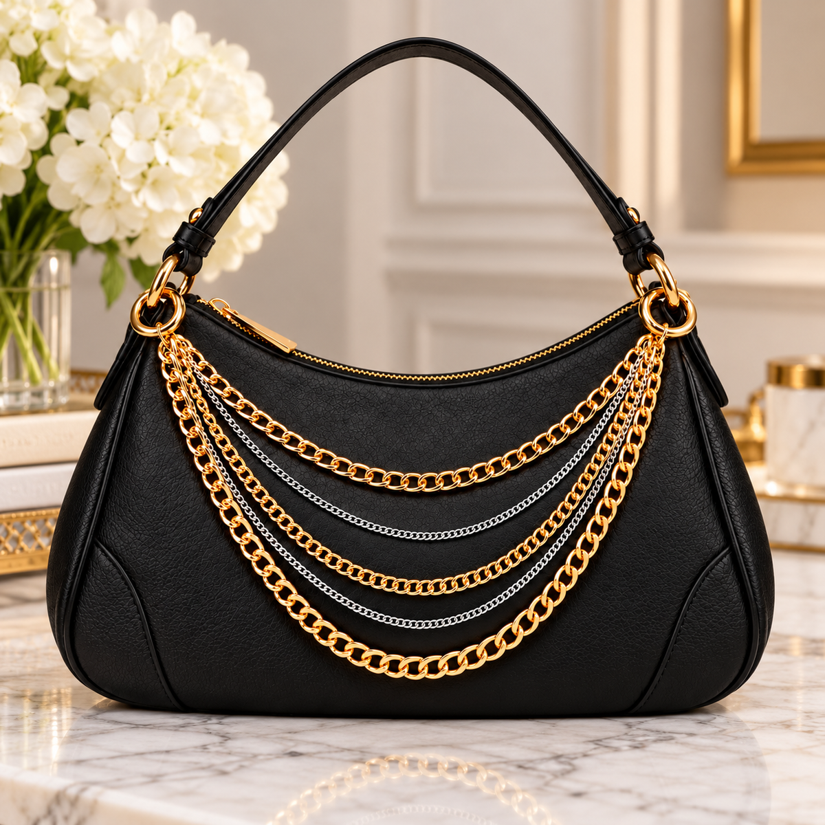 5 Layer Gold Silver Purse Chain Bag Charm