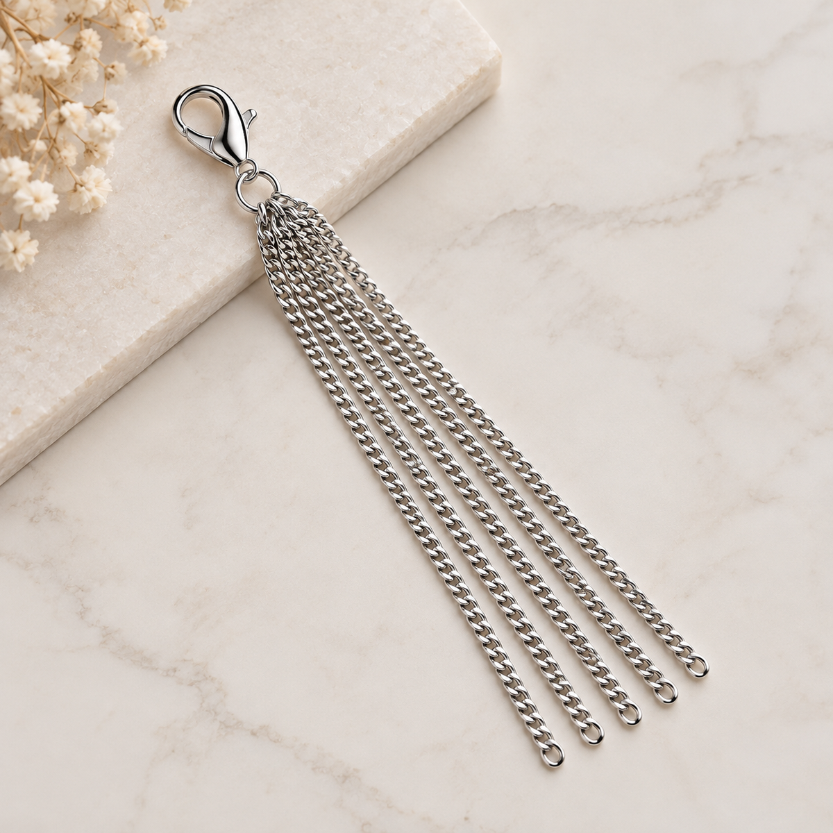 Silver Chain Tassel Bag Charm
