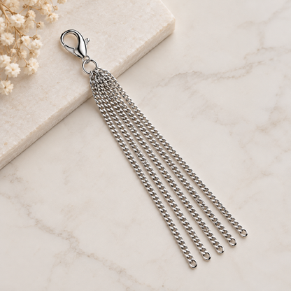 Silver Chain Tassel Bag Charm