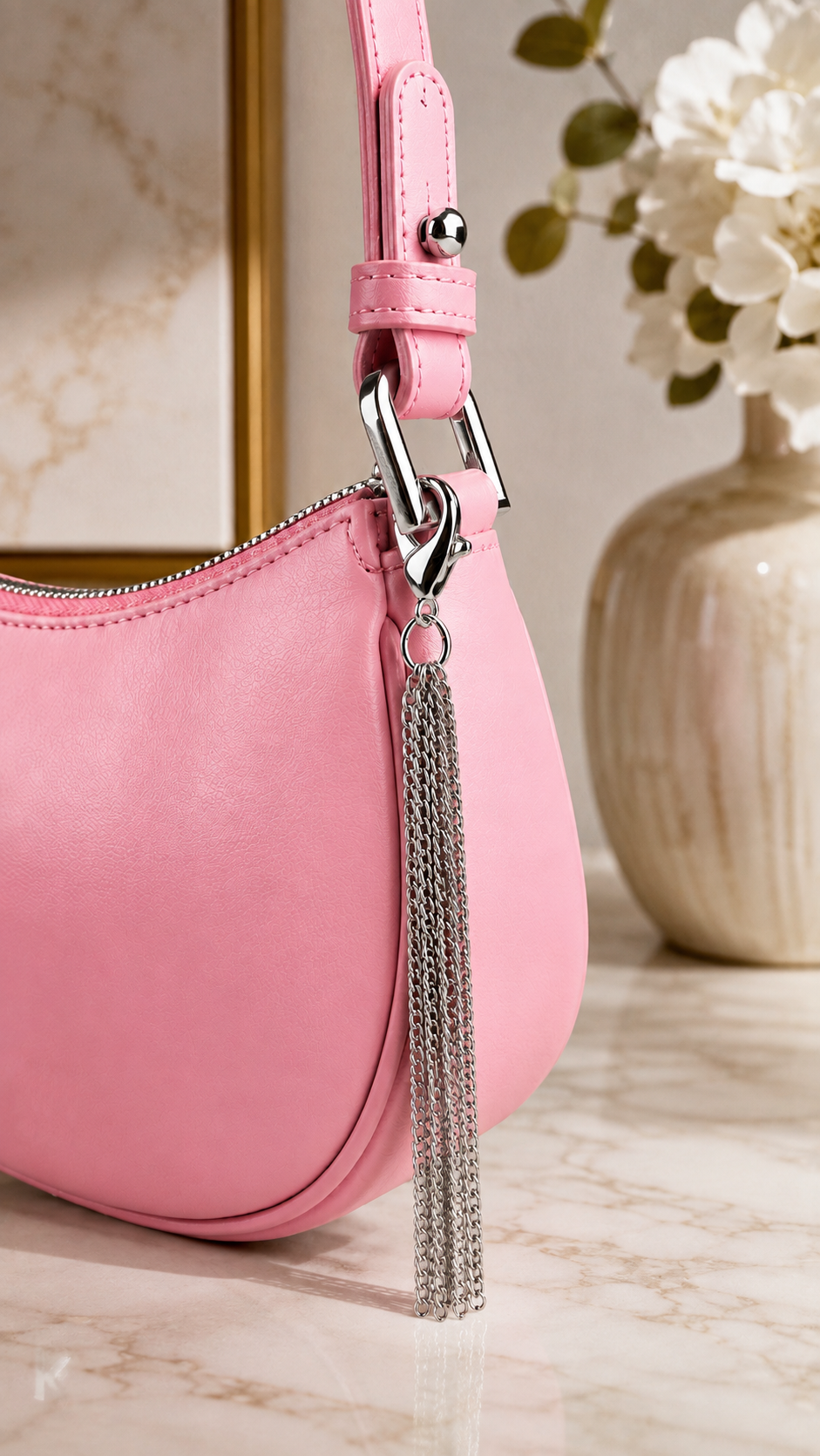 Silver Chain Tassel Bag Charm