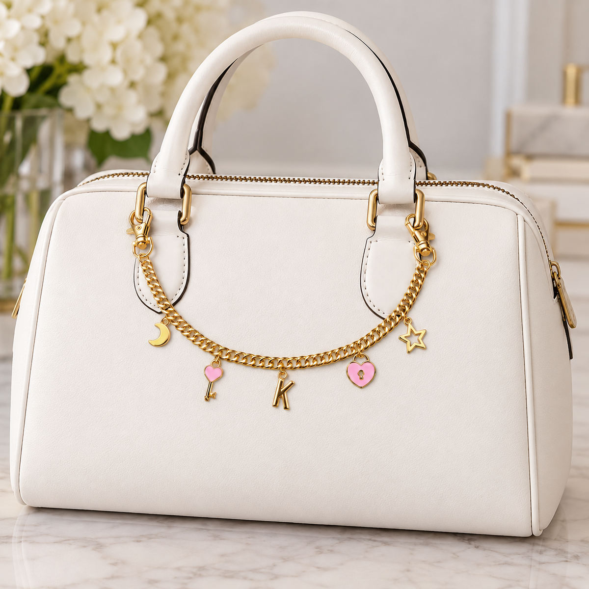 Personalized Pink Heart Custom Bag Charm