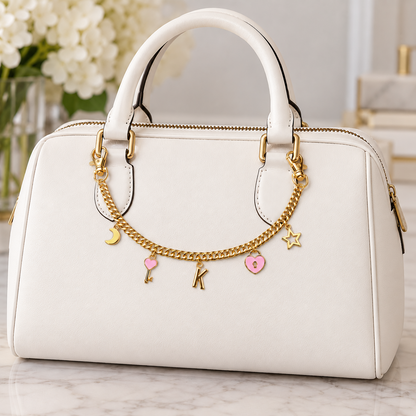 Personalized Pink Heart Custom Bag Charm