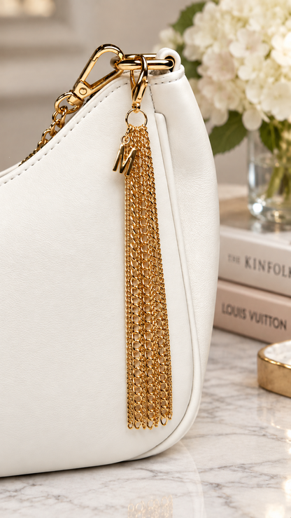 Personalized Gold Chain Tassel Bag Charm