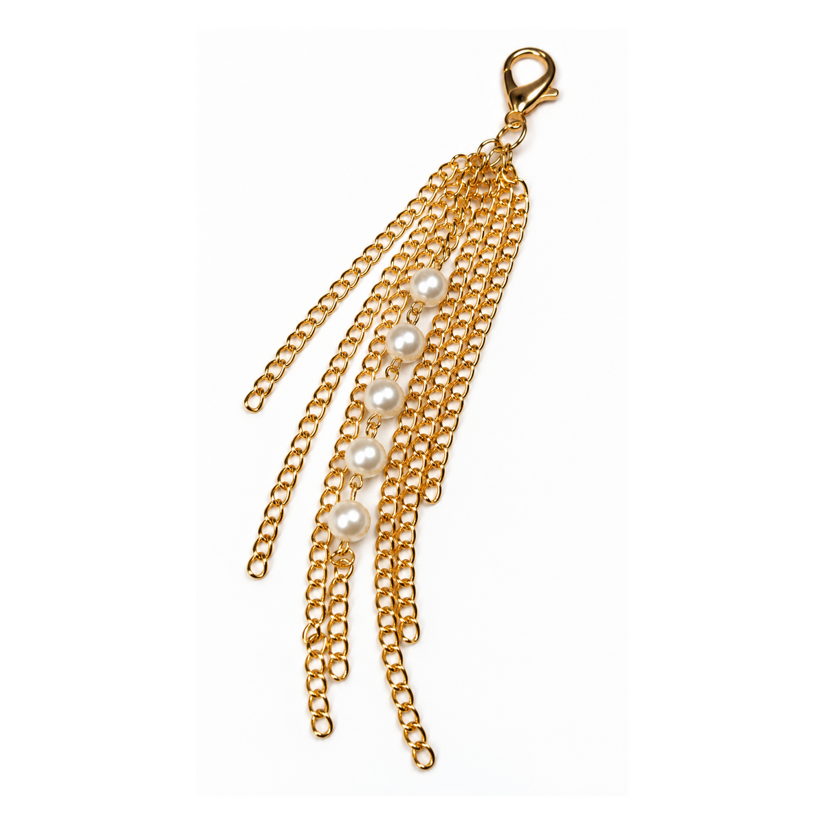 Pearl Gold Chain Tassel Bag Charm