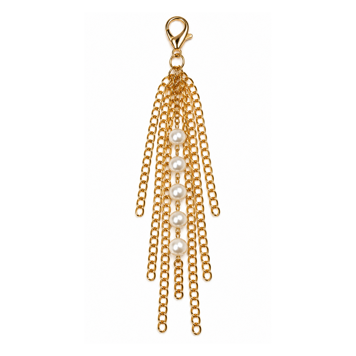 Pearl Gold Chain Tassel Bag Charm