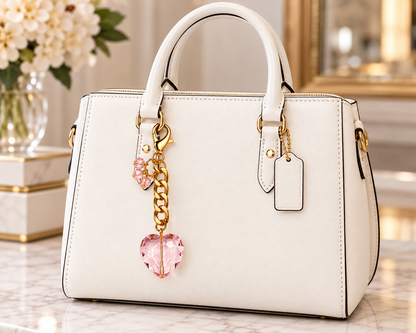 Pink Heart Gold Bag Charm