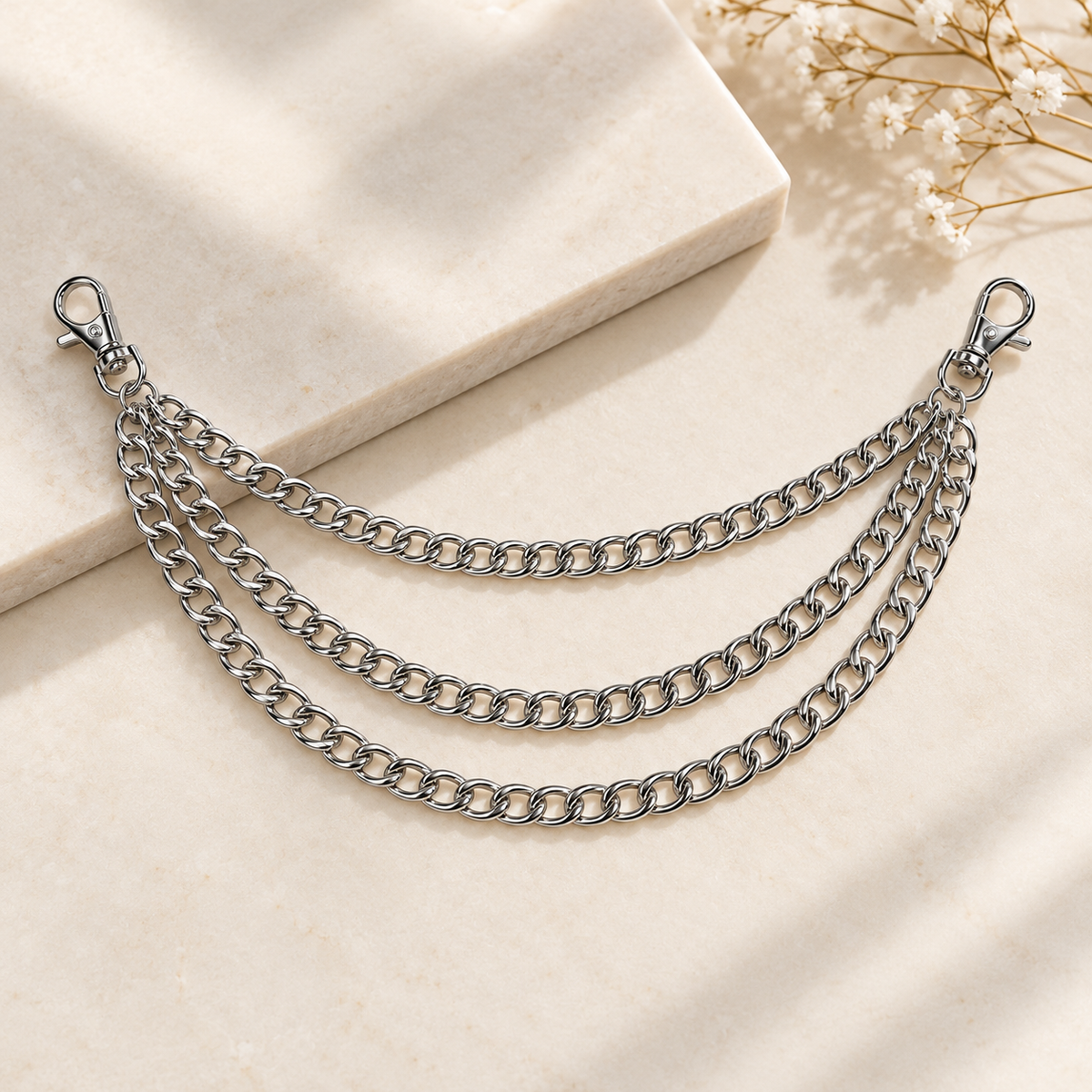 3 Layer Purse Chain Bag Charm Silver