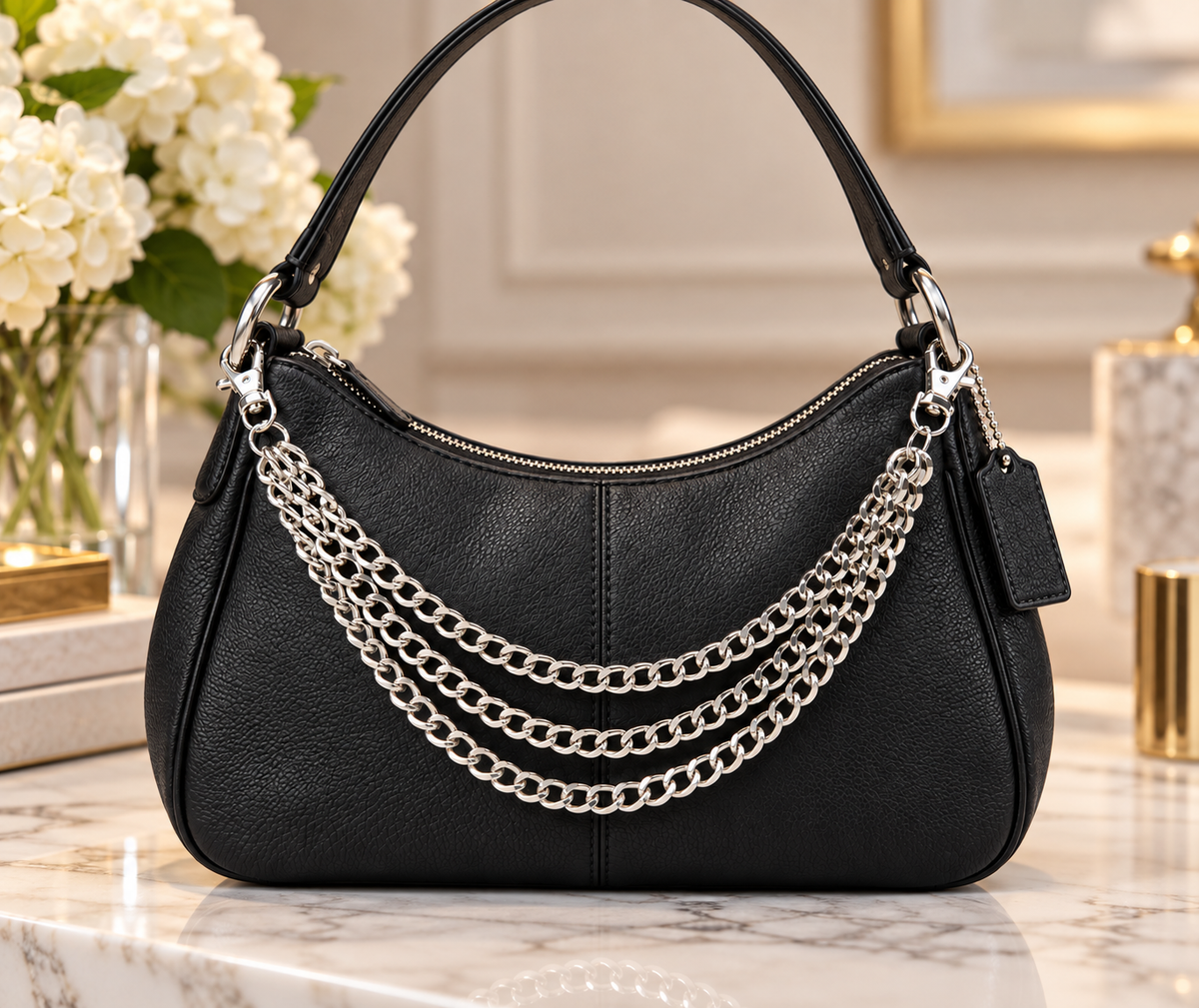 3 Layer Purse Chain Bag Charm Silver